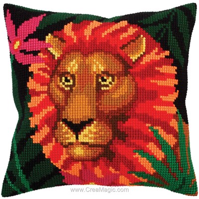 Kit coussin lion rayonnant au point de croix Collection d'art