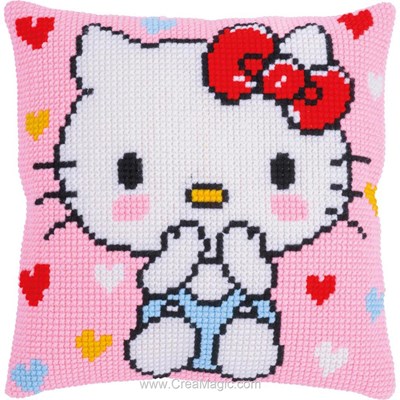 Kit coussin au point de croix hello kitty kiss kiss de Vervaco