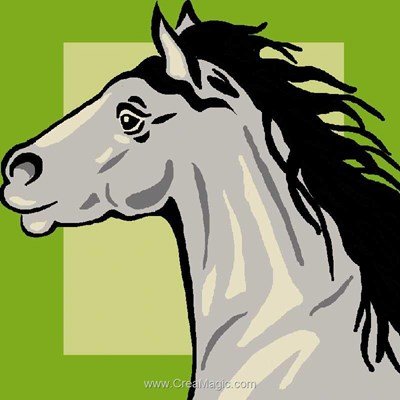 Kit canevas complet le cheval gris de Luc Création