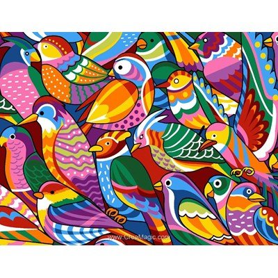 Colored birds canevas de Margot