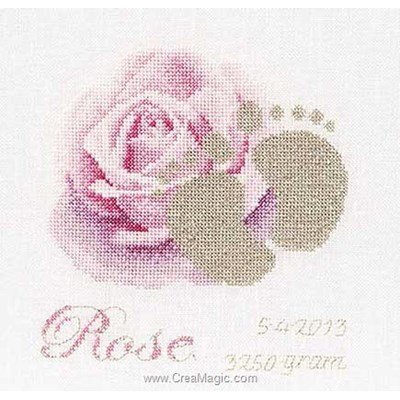 Kit broderie tableau prénom petit pas rose sur lin - Thea Gouverneur