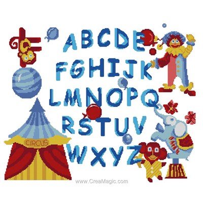 Broderie au point de croix point compté abc cirque - Luc Création