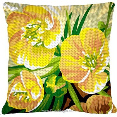 Coussin Margot au demi point 3 boutons d'or