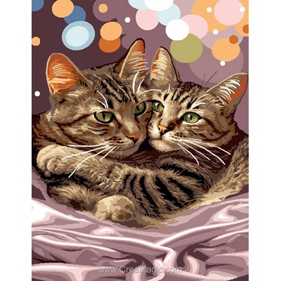Canevas Chats - Câlin de chats - Mimo Verde