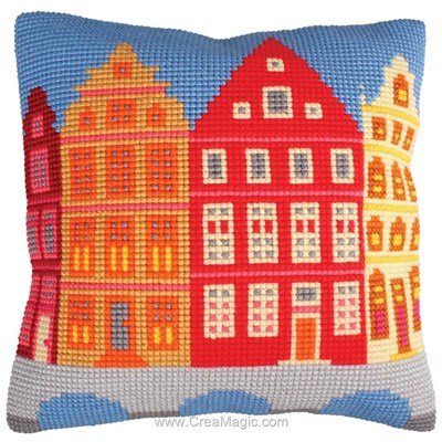 Kit coussin la ville de Collection d'art au point de croix