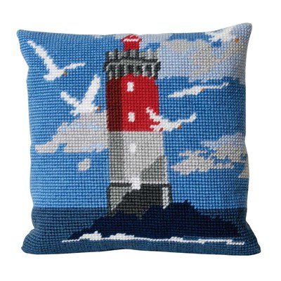 Coussin demi point le phare au plein mer - DMC