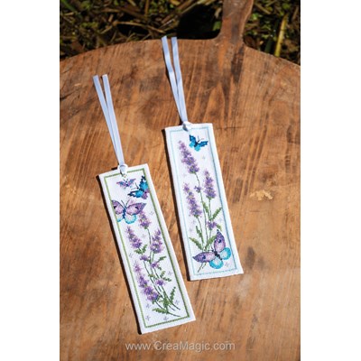 Marque page à broder Lavande et papillon - lot de 2 - Vervaco