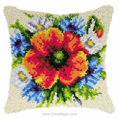 Coussin point noue bouquet champêtre d'Orchidea