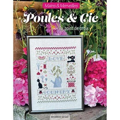 Livre Poules & cie au point de croix - mains & merveilles - Librairie Créative