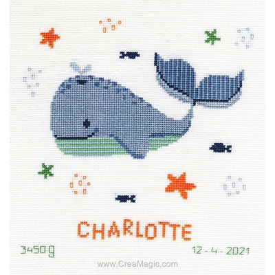 Kit broderie baby naissance la baleine du bonheur de Vervaco