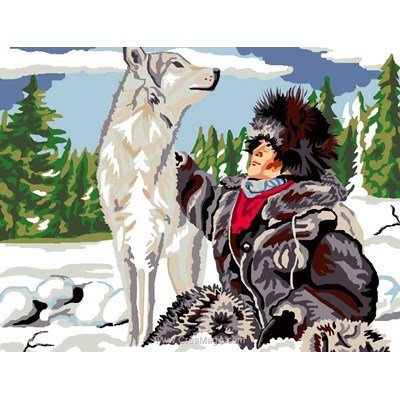 Loup et esquimau canevas - Luc Création