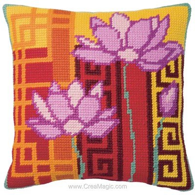 Coussin demi point fleurs de lotus de Royal Paris