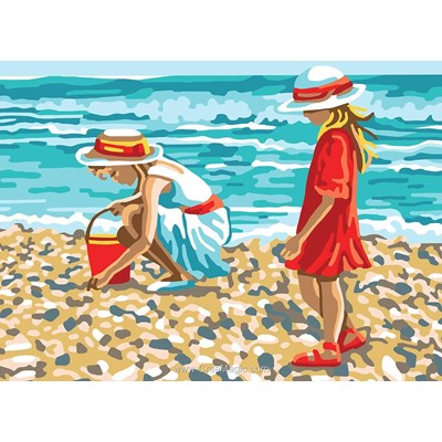 Fillettes sur la plage canevas - Collection d'art