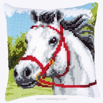 Coussin point de croix Vervaco cheval blanc