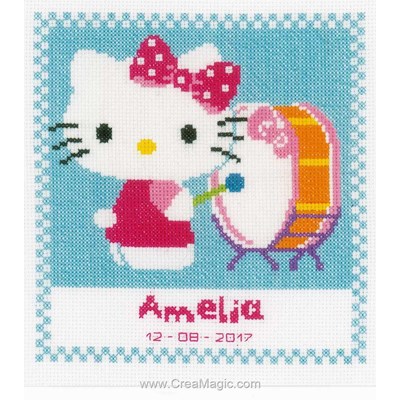 Kit broderie bébé hello kitty joue du tambour - Vervaco