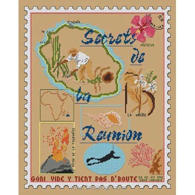 Kit Aux 4 Points Du Monde à broder au point de croix secret de la réunion
