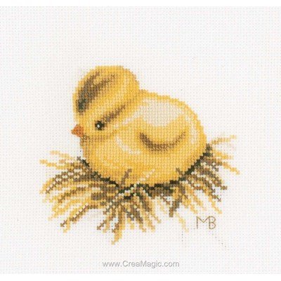 Modèle broderie au point de croix le poussin au repos de Lanarte