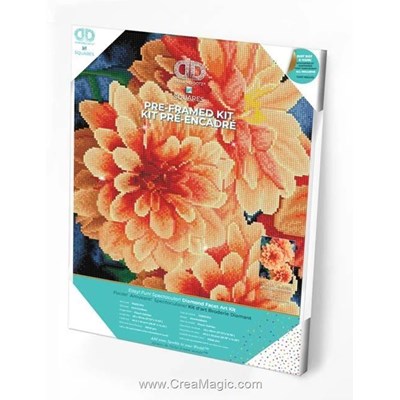 Broderie diamant Squares - Peach dahlias - Diamond Dotz