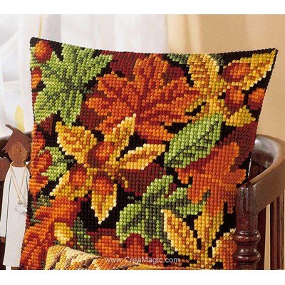 Kit coussin point de croix feuilles d'automne et glands - Vervaco