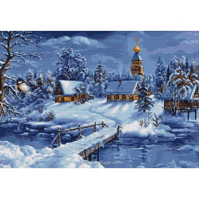 Paysage d'hiver broderie en point compté - Luca-S