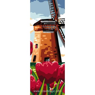 Les tulipes du moulin canevas de Luc Création