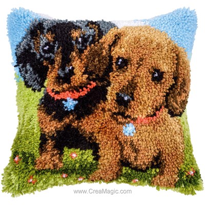 Coussin Point Noue Chiens basset - Vervaco