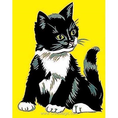 Kit canevas Margot pour enfant le chat noir et blanc