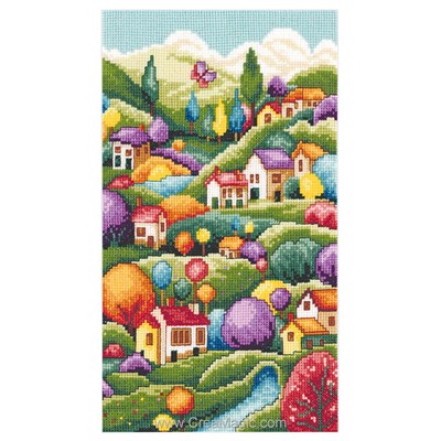 Kit broderie Paysage avec des maisons - Vervaco