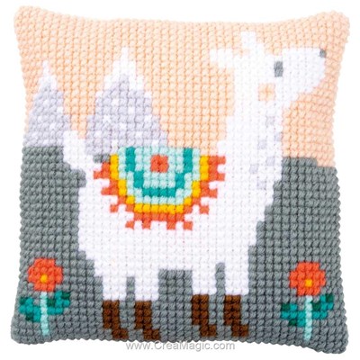 Kit coussin point de croix Vervaco petit lama