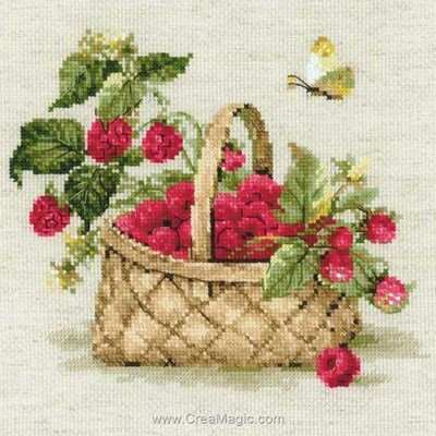 Le panier aux framboises tableau broderie point de croix - RIOLIS