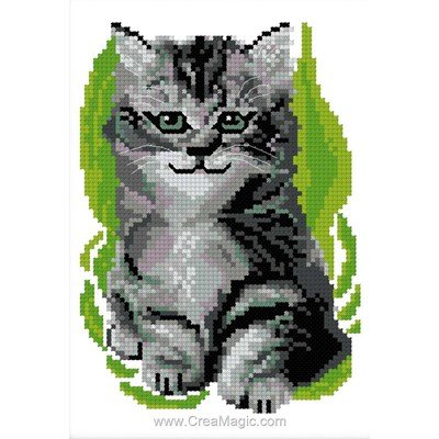 Mini kit Luc Création à broder chaton yeux vert