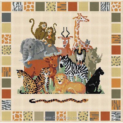Broderie point croix la jungle de Carré D'As