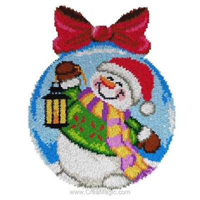 Tapis point noué Orchidea boule de noel et bonhomme de neige