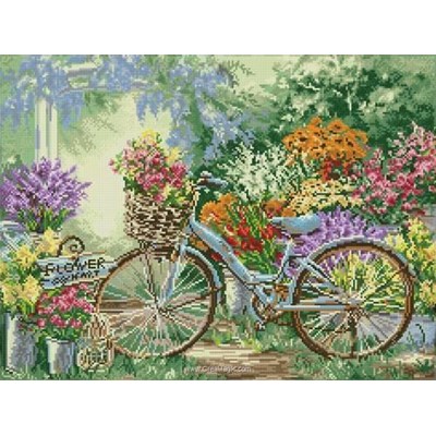 Broderie diamant - Promenade a velo au marche aux fleurs - Diamond Dotz
