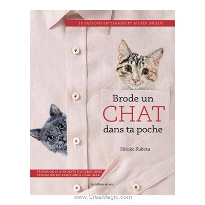 Livre Brode un chat dans ta poche - peinture a l'aiguille - Librairie Créative