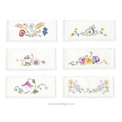 Pochette serviette Assortiment de 6 pochettes serviette fleurs printannières - Avila