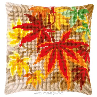 Kit coussin Vervaco au point de croix feuilles d'automne