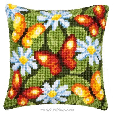 Coussin point de croix Vervaco les 5 papillons