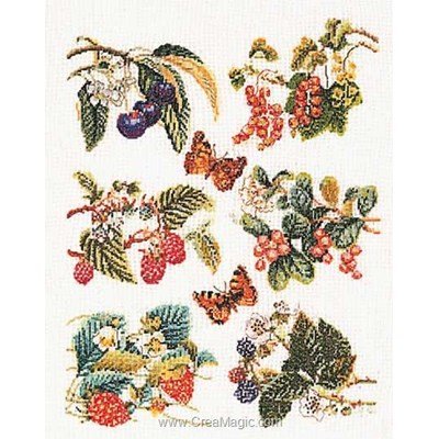 Fruit panel sur lin broderie point compté - Thea Gouverneur