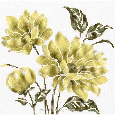 Tableau broderie point de croix lime green flower i - Lanarte