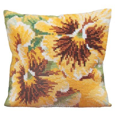 Coussin Collection d'art pensée d'automne au point de croix