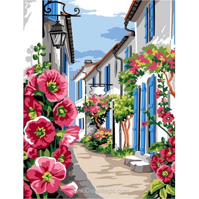 La ruelle aux roses tremières canevas - Margot