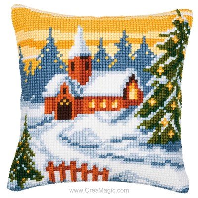 Coussin point de croix Vervaco paysage de noël