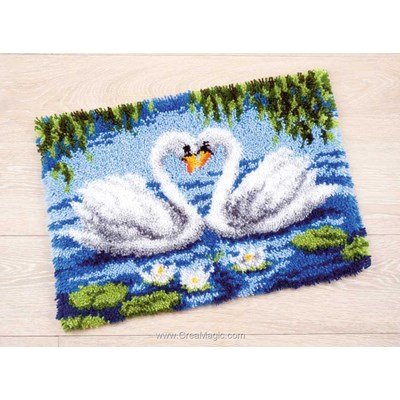 Kit tapis point noue 2 cygnes de Vervaco