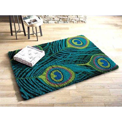 Kit tapis point noue plume de paon chatoyantes de Smyrnalaine