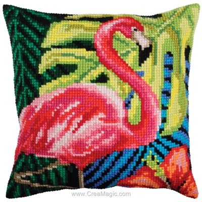Kit Coussin Canevas - Pink flamingo - Collection d'art