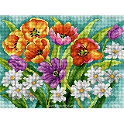 Canevas Fleurs et plantes - Canevas tulipes et marguerittes - Orchidea