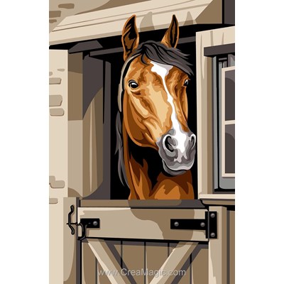 Canevas Chevaux - Le box - Margot