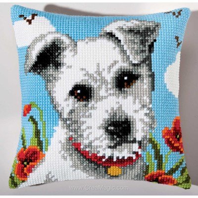 Coussin point de croix terrier blanc - Vervaco