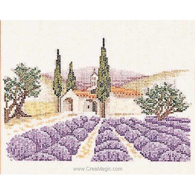 Modèle au point de croix champ de lavande en provence de Marie Coeur